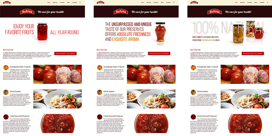 Web site for a business, canned food company, custom design and product photo editing. Designed by Start Creator